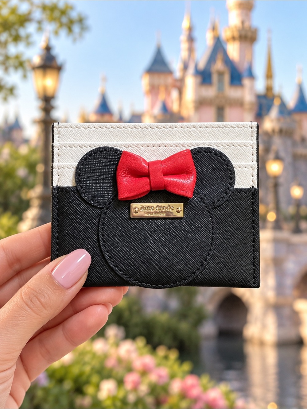 Disney x Kate Spade Minnie Mouse Card Holder Black White Red Bow